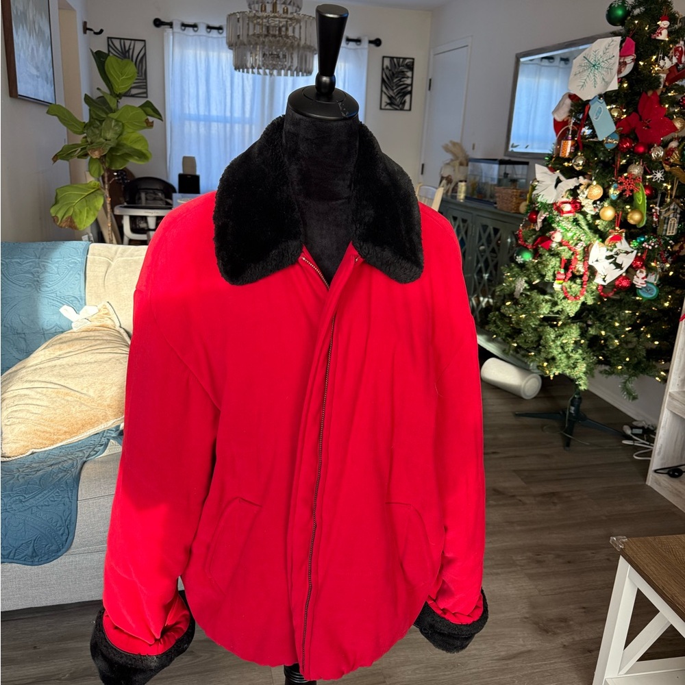 Jones New York Red Coat with Black Trim